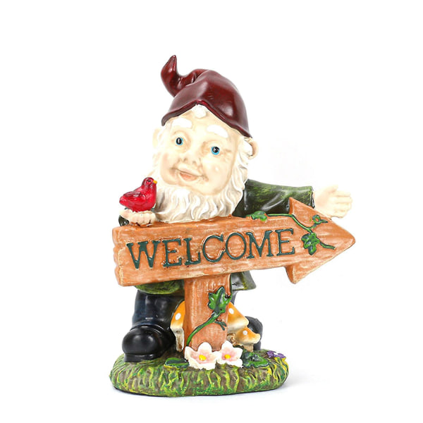 Välkommen tecken Gnome staty för utomhus bakgård gräsmatta uteplats dekorativ prydnad