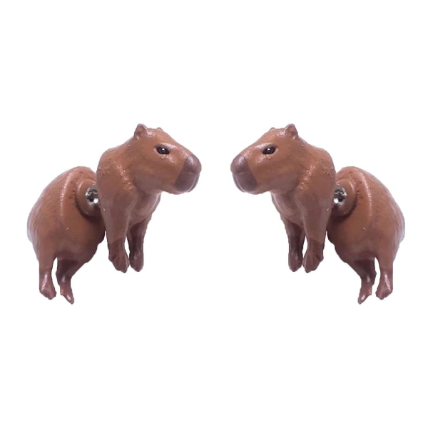 Käsinmaalatut kapybara-korvakorut 3d- printed 1 pari kapybarakorvakoruja lahjaksi kapybara-harrastajille White