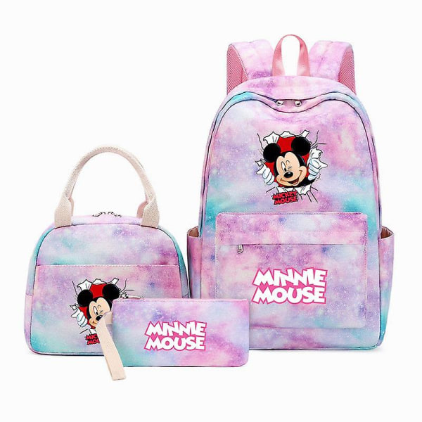 3kpl/ set Mikki Minni Hiiri Reppu Värikäs Laukku Tyttöjen Koululaukut Teini Lounaskassilla Matka Mochilas 3