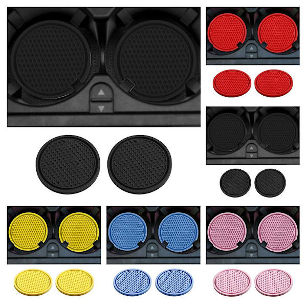 Dekorativ 2st Innovativ Flexibel Anti Deform Cup Underläggsmatta Slitstark Bil Cup Mat Praktisk För Auto| | Pink