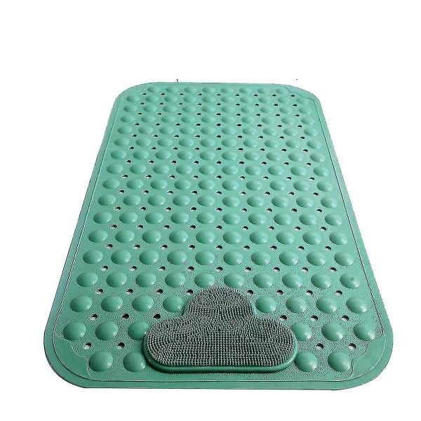 Stor skridsikker brusemåtte med fodskrubbebørste, sugekopper fodmassagerblå, 40x70 cm (d-b2) 70CM*40CM green
