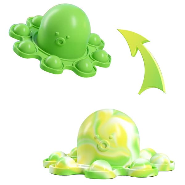 Push Pop Bubble It Vändbar Bläckfisk Docka Fidget Sensorisk Stressleksak Green