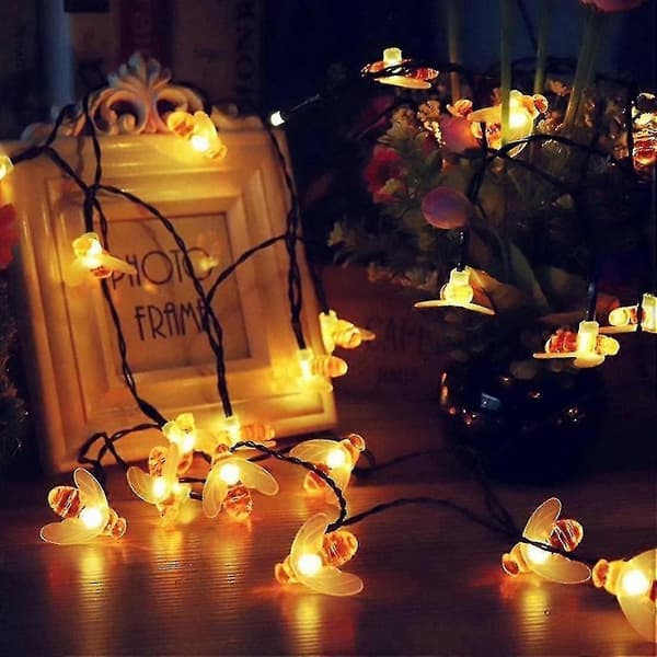 Solar Honeybee String Lights, 8 Modes Solar Outdoor String Lights For Patio Lawn Garden-warm White