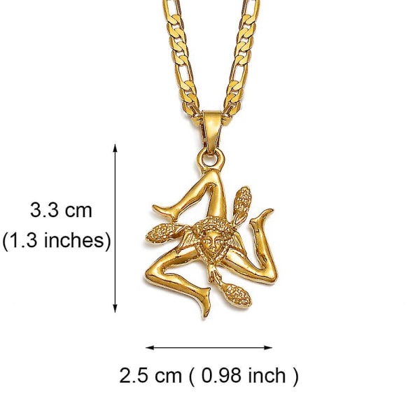 Anniyo Sicilia Italia Byer Flagganheng Halskjeder Menn Kvinner Gullfarge Italiensk Sicilia Smykker #237106p-Utmerket Gold Color 45cm Thin Chain