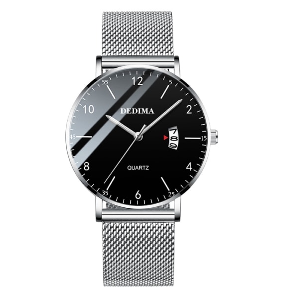 Explosions high-end watch Silver mesh with silver shell Black dial