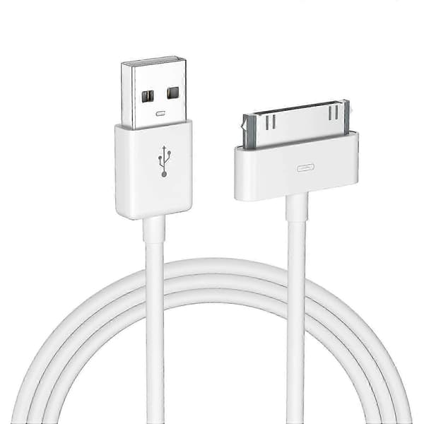 USB-synkroniserings- och laddningsdatakabel MFi-certifierad 30-stifts docknings-USB-kabel för iPhone 4S/4/3GS, iPad 1/2, iPod Nano 5:e/6:e generationen, vit 1,2 m 25-26