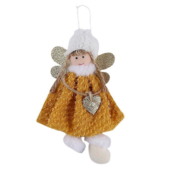 Juletre hengende ornamenter Juleengel Dukkedekorasjon Thanksgiving Day gaver (gul)