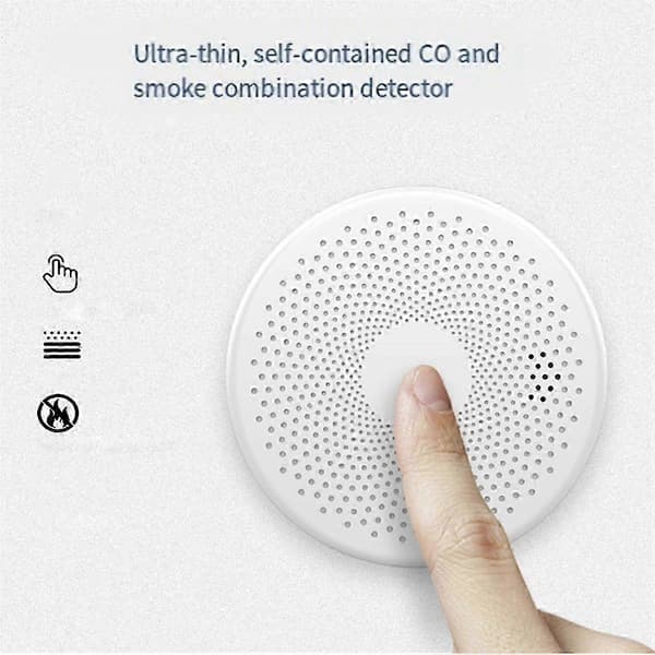 Smart WiFi rök- och kolmonoxiddetektor med APP-varningar, 2-i-1 brandlarm för hemsäkerhet, trådlös sensor White