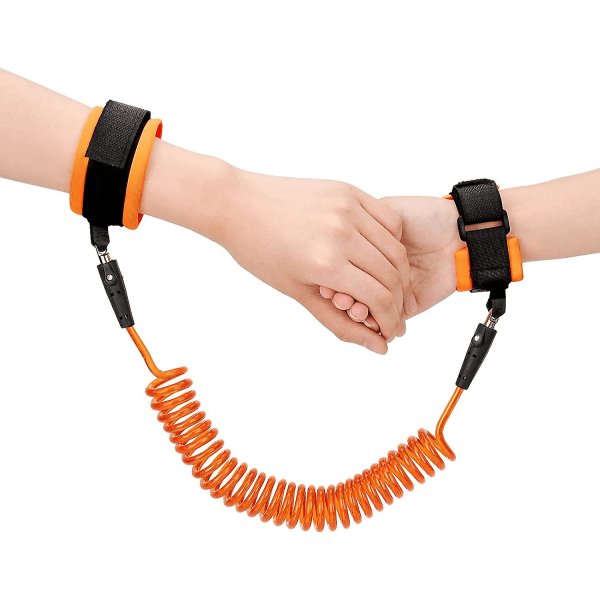 2,5 m anti-tapt håndleddsbeltebånd for barn, 360 roterbart elastisk ståltau sikkerhetsbånd for baby og småbarn (blå) orange