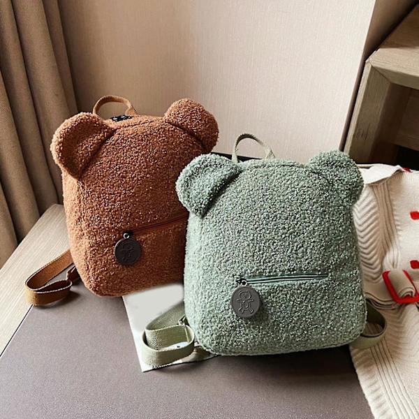 Bear Shape Rygsæk - Innovativ Cashmere blød at røre ved skoletasker til studerende (farve: Kaffe)