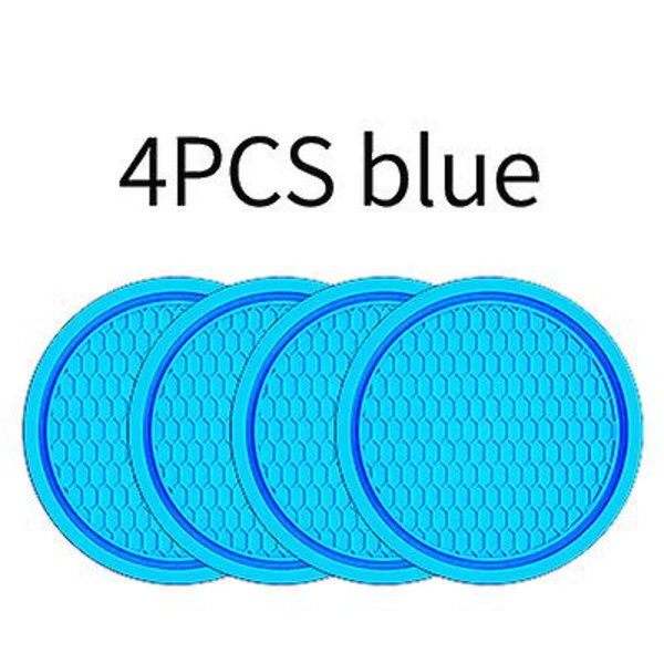 Glasskåner til biler, 4 stk universelle skridsikre kopholdere indlejret i ornamenter Coaster, bilinteriørtilbehør - drikkevareholdere 4pcs  blue