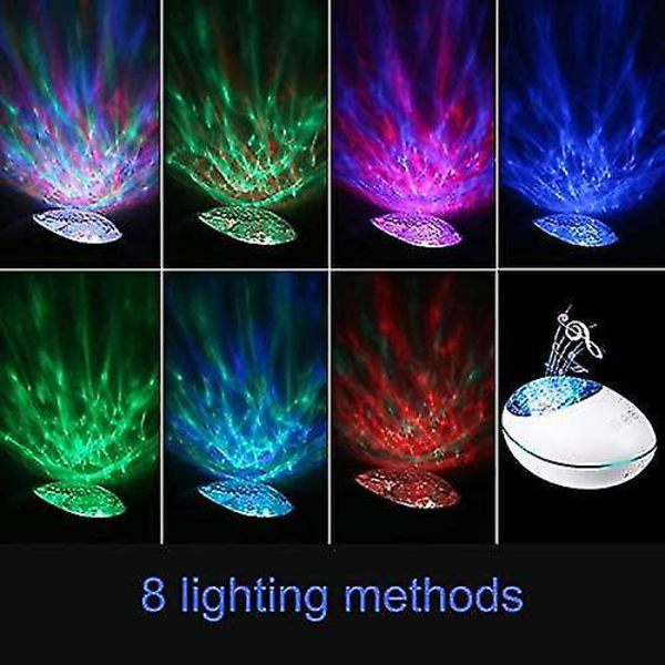 Projektorlampe Bluetooth Led Farveskiftende Natlys Med Fjernbetjent Timer, 8 Lystilstande, Musik Pla