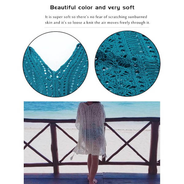 Cover för kvinnor Virkad ärmlös tunika V-hals Bikini Strandkläder Skira baddräktsöverdrag