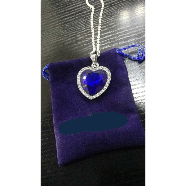 Blå Kristaller Hjärta Kärleksformade Halsband Smycken, Heart Of The Ocean Halsband Från Titanic Kristallhänge För Kvinnor Present