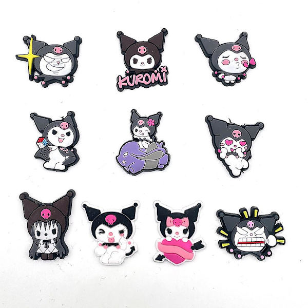 10 stk. Kuromi sko dekoration charms til træsko sandaler, søde sko tilbehør gaver