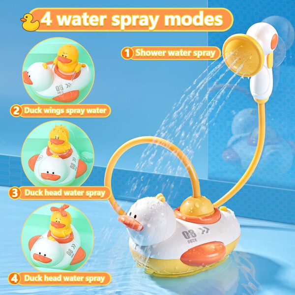 Badleksaker Automatisk leksak 3st olika sprutande anka och 1st anka duschhuvud för bad