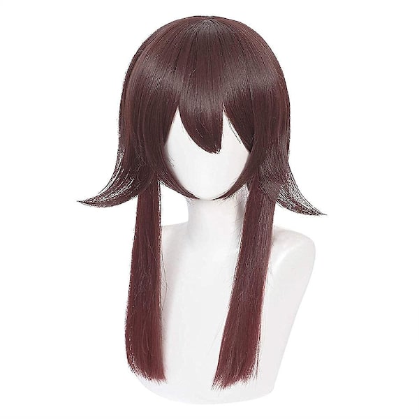 Valnötsbrun svart ansiktsformning cos game wig cosplay peruk