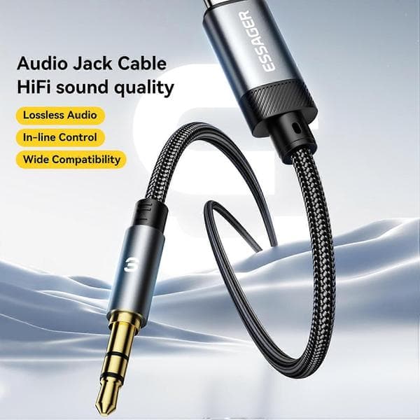 ESSAGER ES-YP22 USB-A han til 3,5 mm han lydadapterkabel til Apple/Android hovedtelefoner