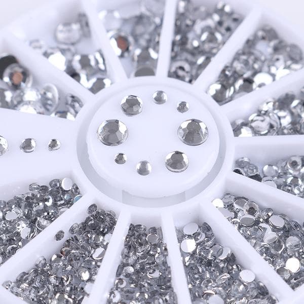 Rhinestone 4-størrelser - Sølv Klar Silver silver