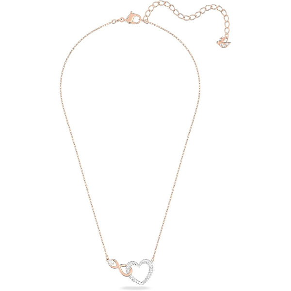 Infinity Heart -korukokoelma, kaulakorut ja rannekorut, ruusukultan ja rodiumin sävyinen viimeistely, kirkkaita kristalleja Pendant Necklace