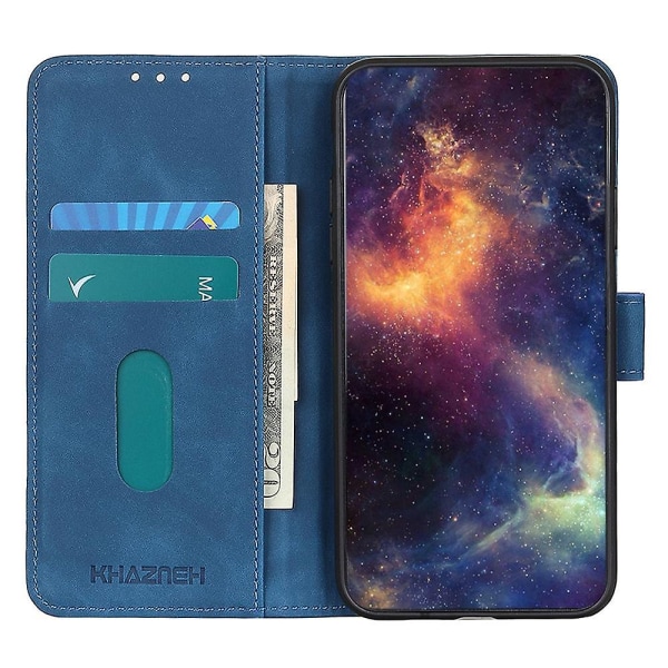 För ZTE Blade A32 Retro Texture Phone case PU Läder Plånboksställ Anti-dropp cover Blue