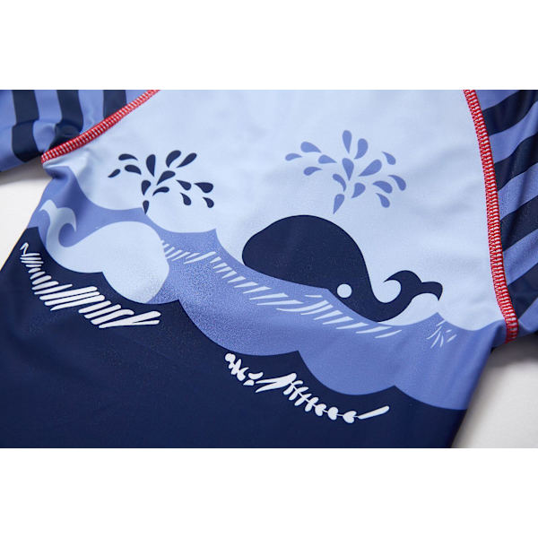 Baby Gutter Badedrakt One Piece UPF 50+ Solbeskyttelse L/S Ermer Zip Sunsuit (Splish Whale) 12-18 Months