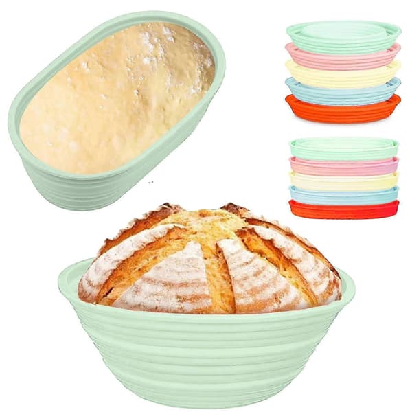2-pak Silikone Surdejs Hævekurve - Surdejs Starter Kit Sammenklappelig Surdejs Bagekurv, Med Dejpisker -gsl Green