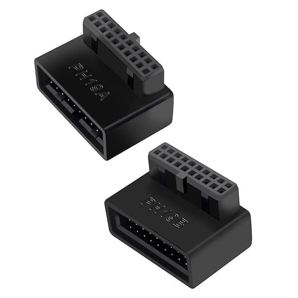 PH19B USB 3.0 Internt Header USB3.0 19/20P Socket 90 Graders Adapter Konverter til Computer Bundkort Black