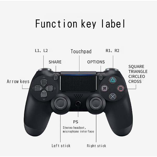 Ps4-kahva, jossa kevyt kosketusnäyttö, kuusiakselinen tärinä, Ps4-kahva, Bluetooth-langaton peliohjain, valkoinen