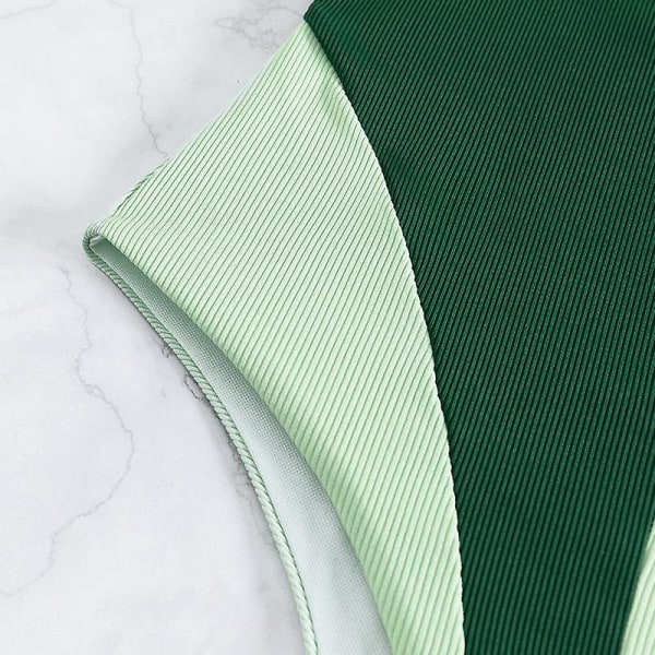 Badedrakt i ett stykke med kontrastpanel Dark green S