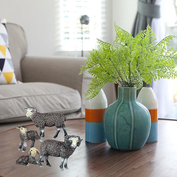 Animal Sheep Model Toy, 4st Mini Get Djurfigurer Present för barn Barn Småbarn