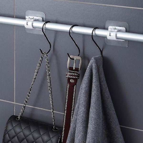 2 stk Japansk stil hængestangsklemme Teleskopstangklemme Hulfri gardinstangsholder brusegardinstangkrogklemme Black