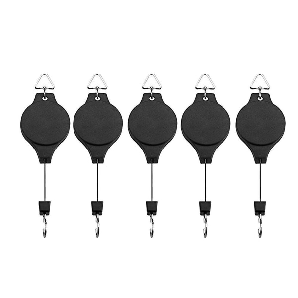 5st utdragbar remskiva hängande korg Dra ner hängare Trädgårdskrukor Krok Black