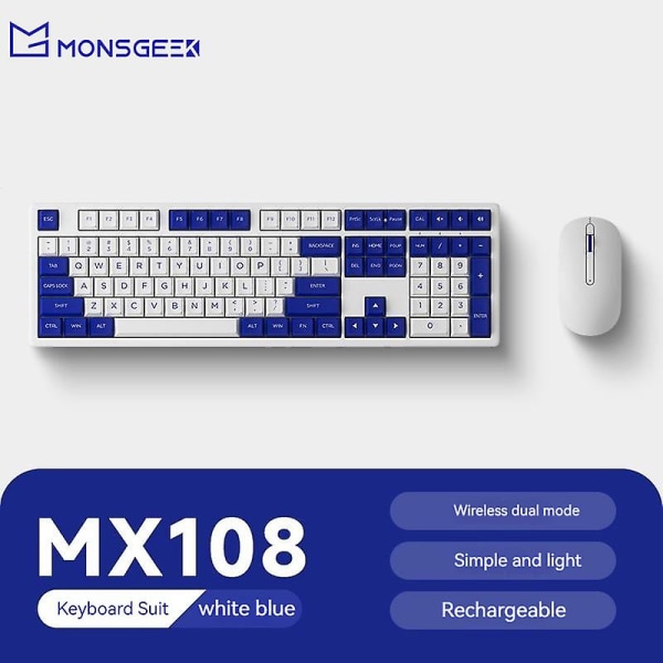 Monsgeek D1 trådløs mus Bluetooth 2.4g To-modus 1000dpi stille mus Tastatursett Office bærbar mus for Windows Mac-gave Keyboard Mouse Set