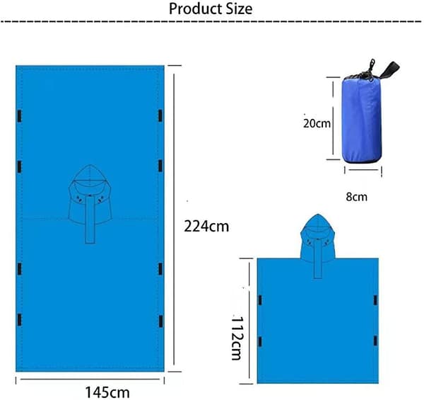 Regnponcho. 3-i-1 Multifunksjonell Regnkappe Regnfrakk Med Hette For Camping Gave