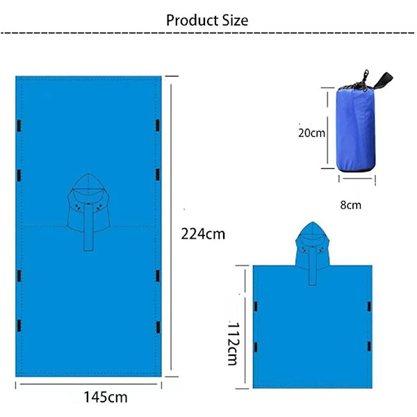 Sade Poncho. 3-in-1 monitoiminen sadeviitta hupullinen sadetakki retkeilylahjaksi