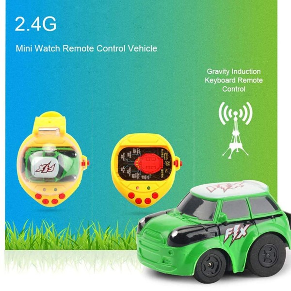 Se Kontrollbil 2,4 GHz 4-kanaler Mini RC Car Nano Power-Sensing Klokke Tyngdekraftsensor Kommando Klokke Billeke Yellow One Size