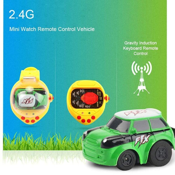 Watch Control Car 2,4 GHz 4 kanaler Mini RC Car Nano Power-Sensing Watch Gravity Sensor Kommandoklocka Watch Yellow One Size