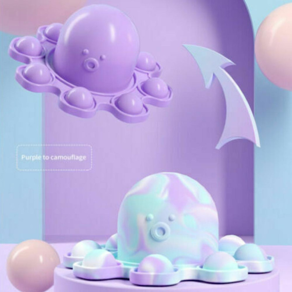 Push Pop Bubble It Flip Vändbar bläckfiskdocka Fidget Sensorisk stressavlastningsleksak Purple