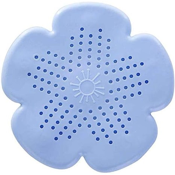 Avløpsfilter, Gulvavløpsvaskplugg,Blomstform Kjøkkenavløpsfilter,Baddusjtilbehør Hårstopper,15,5 * 15,5cm Vasksil Blå