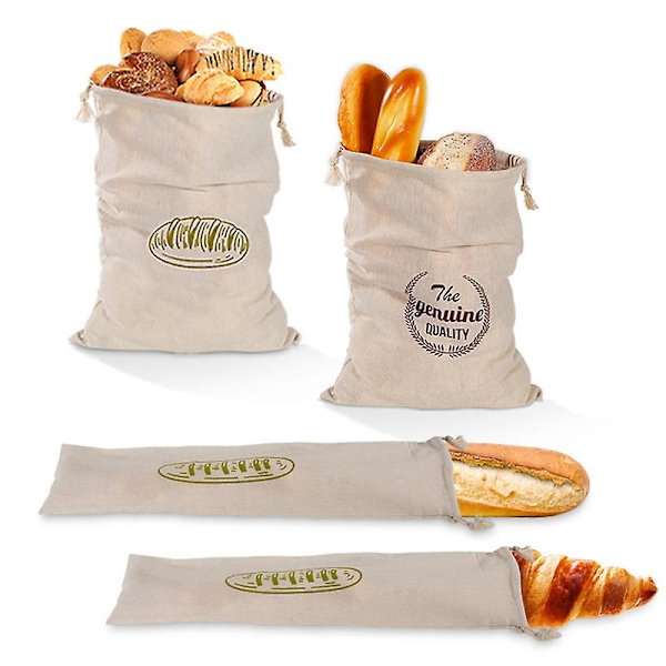 Hjemmelavet Genanvendeligt Hørbrød Fransk Baguette Snøre Køkken Opbevaringspose Jikaix 3