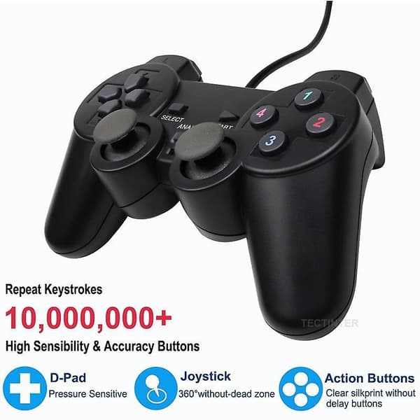 Kablet USB PC-spilcontroller til Winxp/win7/win8/win10 til PC-computer, bærbar computer, sort gamepad-joystick Black