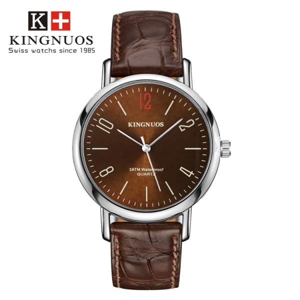 Par modebälte kvarts icke-mekanisk watch Brown surface of silver shell brown