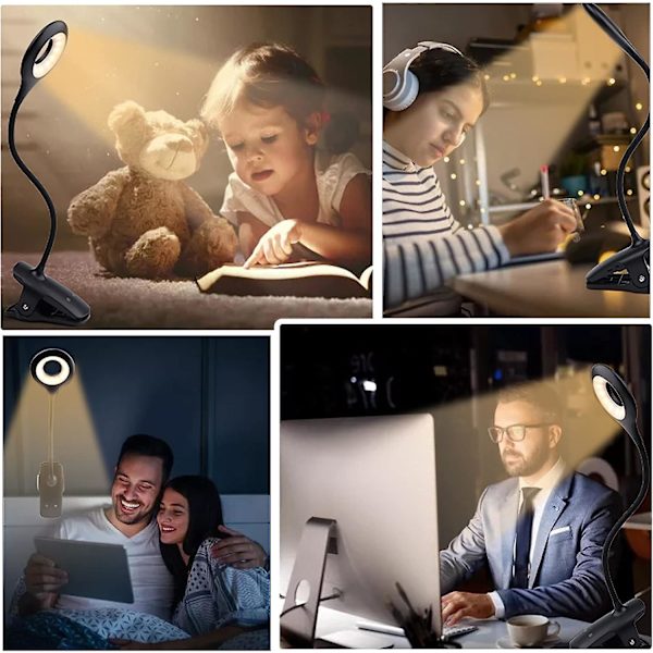 Ladattava johdoton led-pöytälamppu, himmennettävä ja värisäädettävä, lasten kosketusnäyttöinen yöpöytälamppu klipsillä, kannettava kiinnitettävä lukuvalo, lukuvalo yöpöydällä