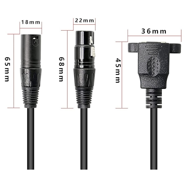 1 par Xlr 3pins til Rj45 hunn adapterkabel, xlr hann til Rj45 nettverkskontakt forlengelseskabel bruk