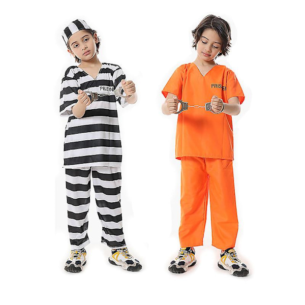 Fångdräkt Orange Fångdräkt Med Kedja för Barn/Vuxna Fängelsefågel Outfit För Halloween Orange Fängelse orange Kids XL 140-150cm