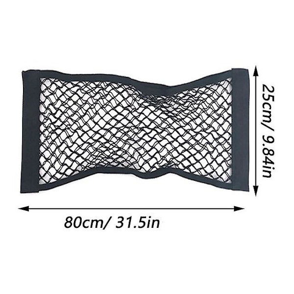 Bil Ryg Bag Bagagerum Opbevaring Net Sæde Elastisk Snor Net Magic Sticker Mesh Opbevaring Taske Auto Organizer Tilbehør Ryg Taske - Opbevaring Oprydning 25 x 80 cm