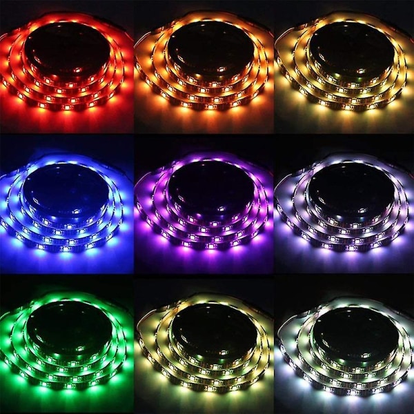 Led Strip Lys Fjernbetjening Batteriboks drevet Høj lysstyrke Ip65 Vandtæt Dekoration Dc 5v Rgb 5050 Tv Baggrundsbelysning Rumbelysning Vægindretning Til H 3M