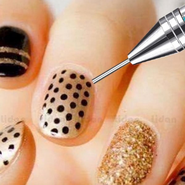 Nail Rhinestone Picker Prikkeverktøy, dobbel-endet DIY Nail Art-verktøy med akrylhåndtak