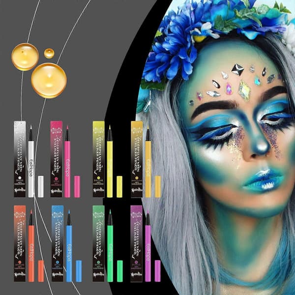 Neon UV Flydende Eyeliner til Halloween Nattefest Look